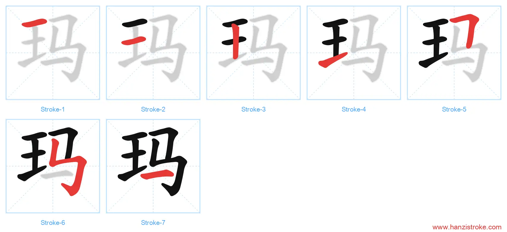 玛 stroke order diagram