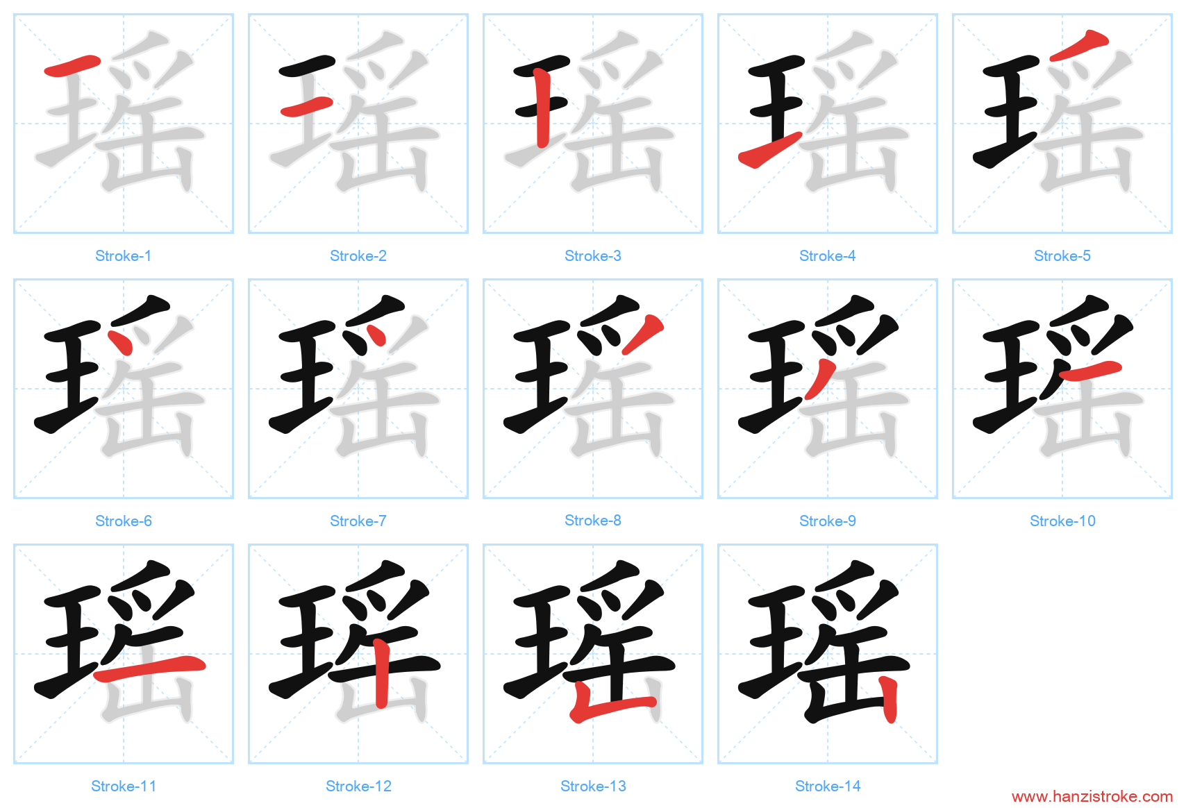 瑶 stroke order diagram