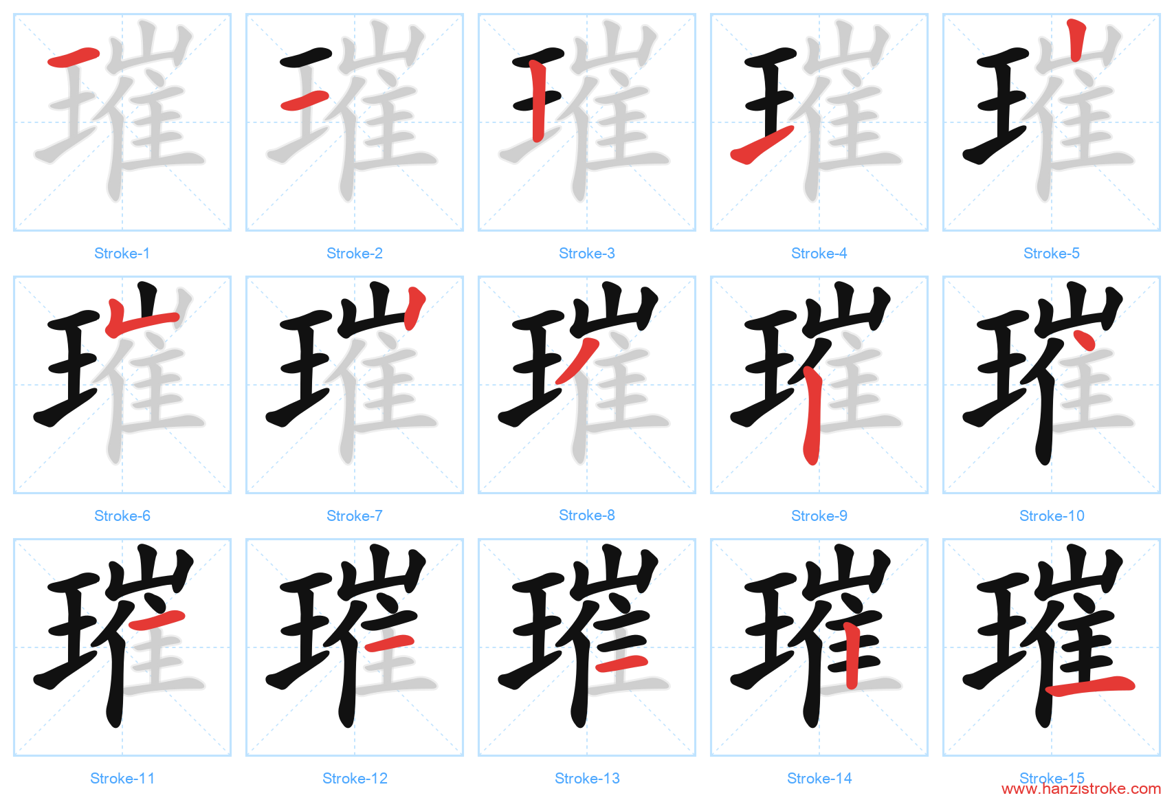 璀 stroke order diagram