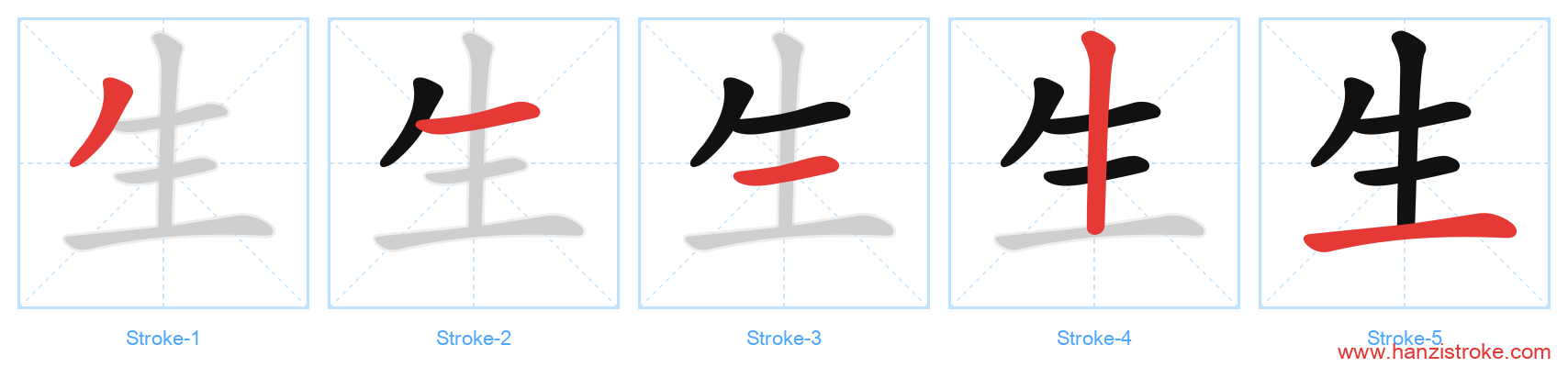 生 stroke order diagram