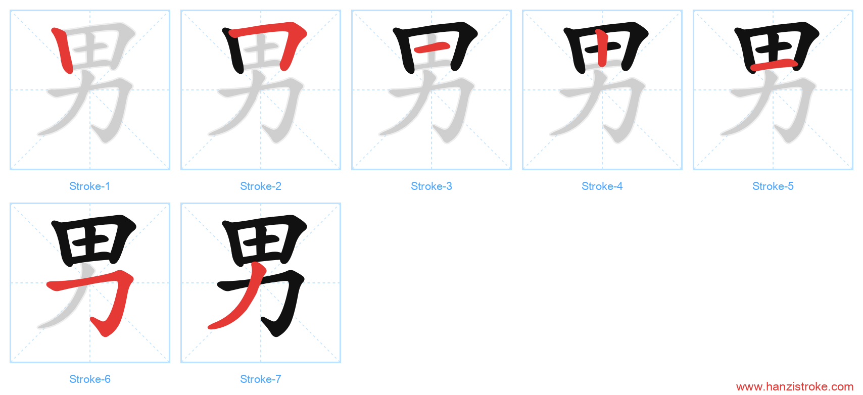 男 stroke order diagram