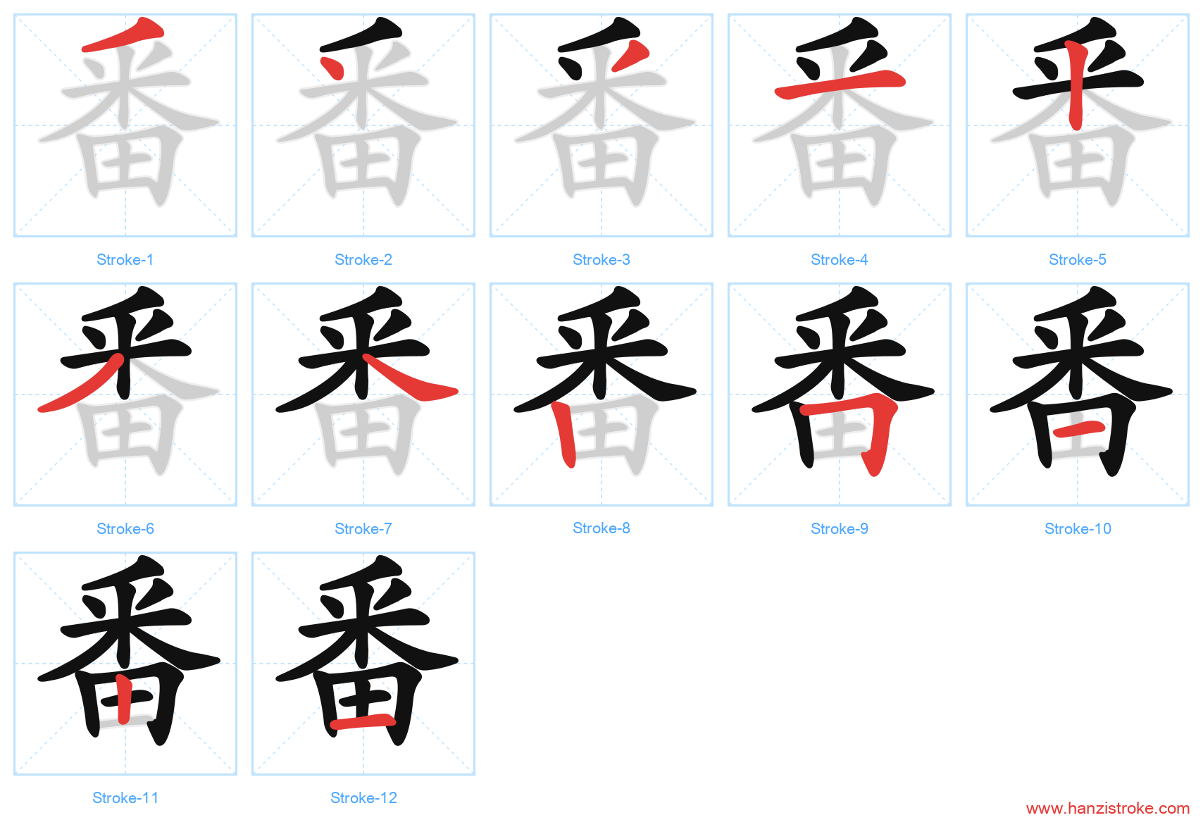 番 stroke order diagram
