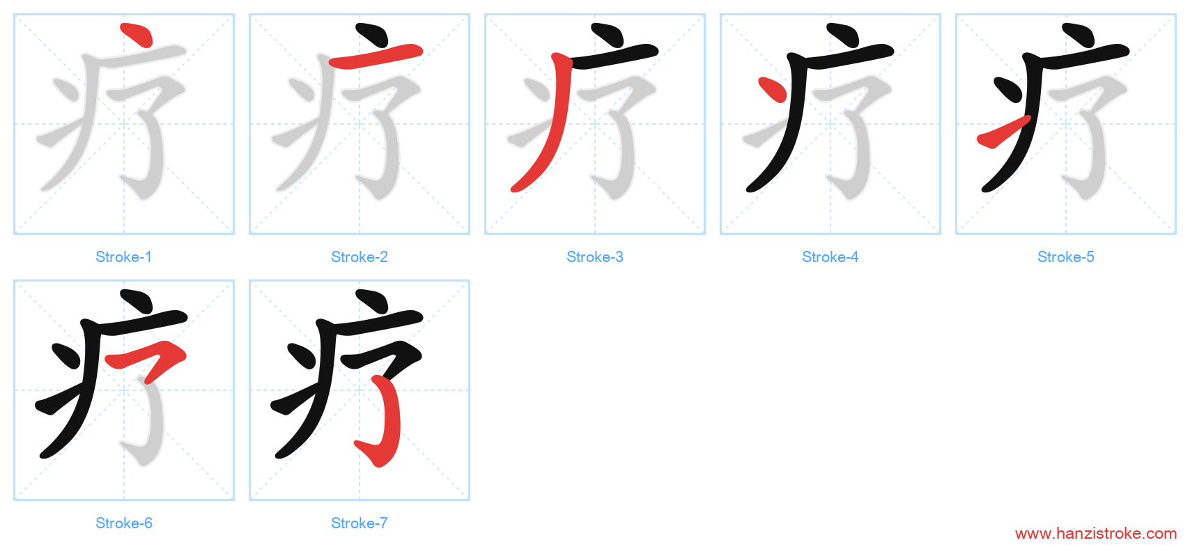 疗 stroke order diagram