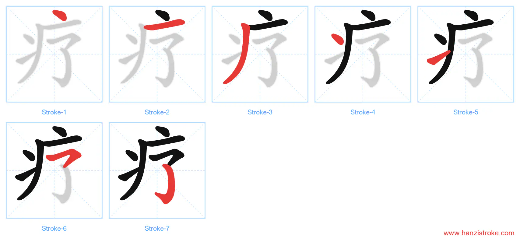 疗 stroke order diagram