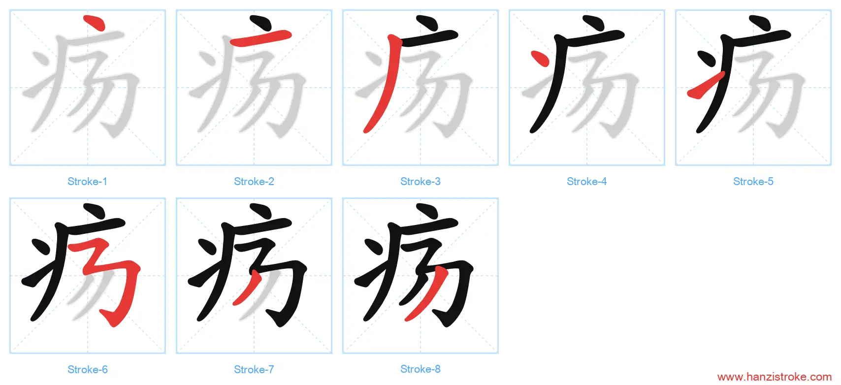 疡 stroke order diagram