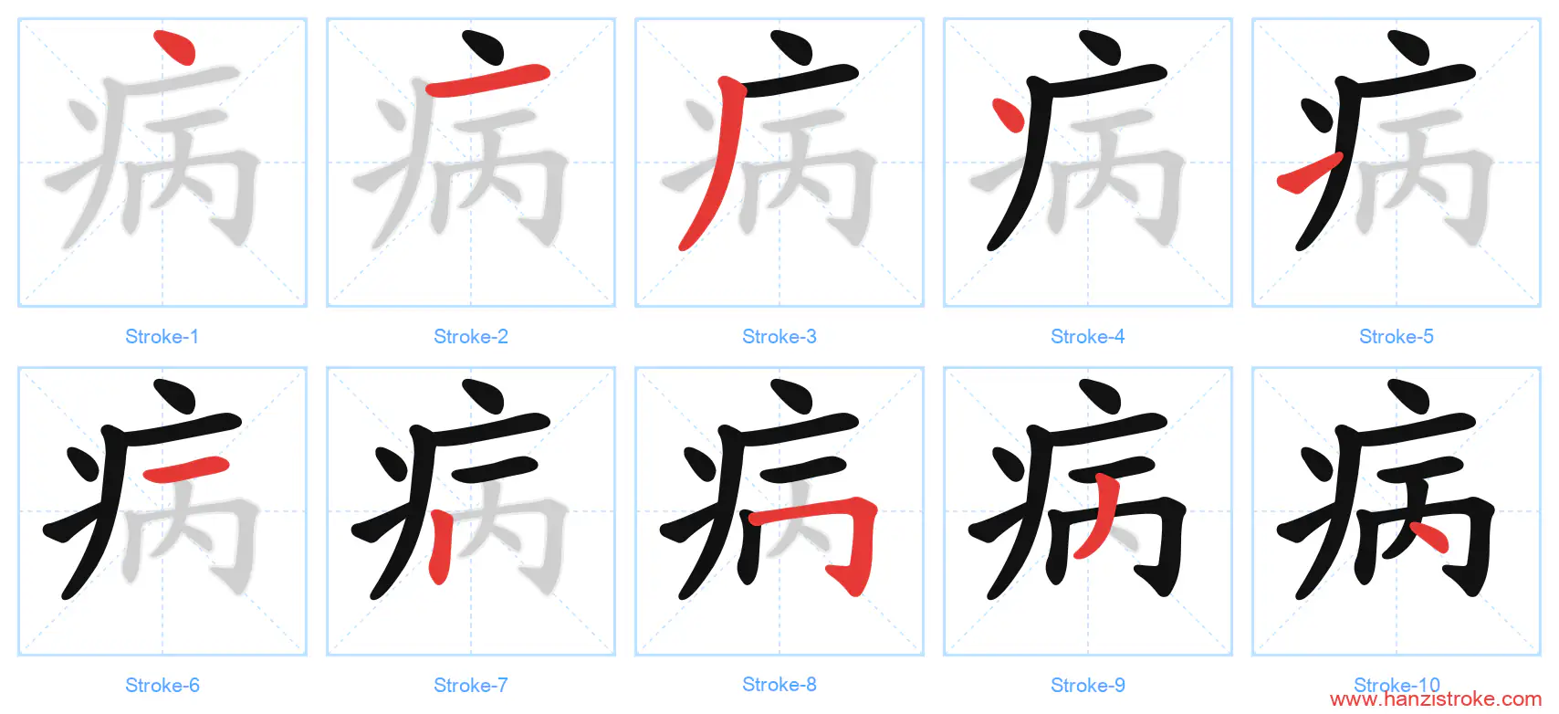 病 stroke order diagram