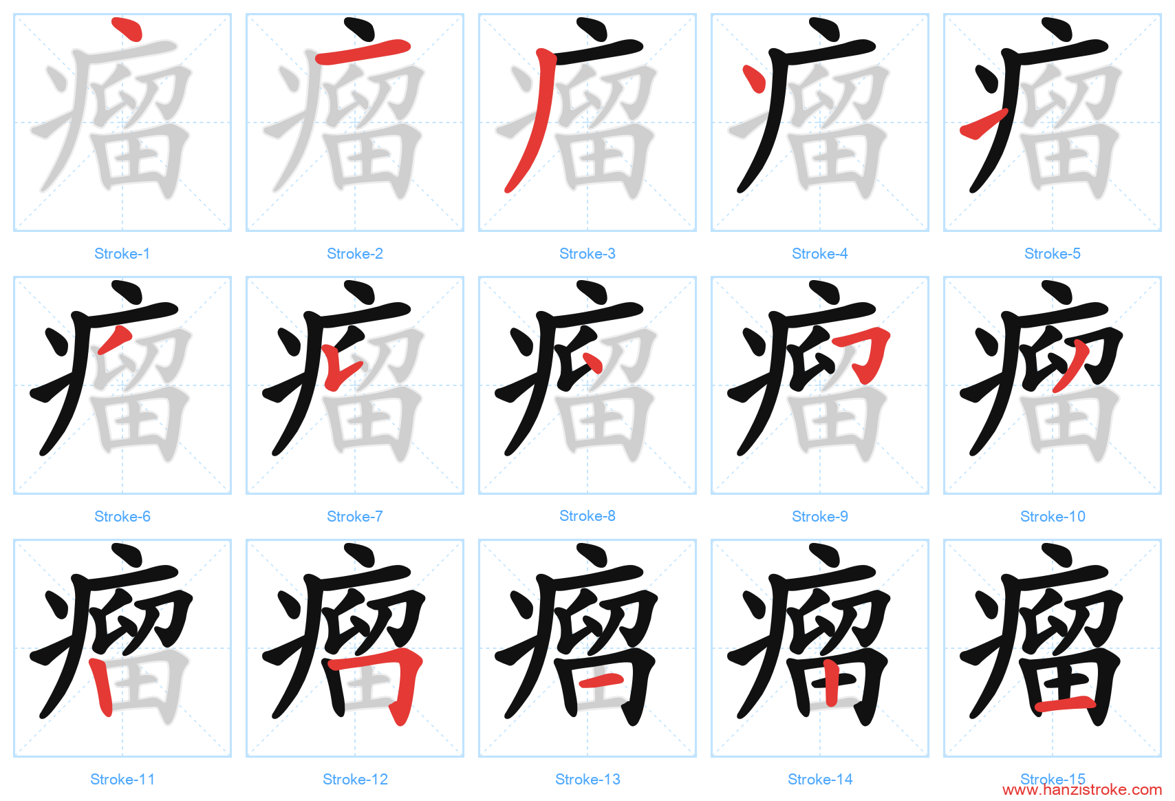 瘤 stroke order diagram