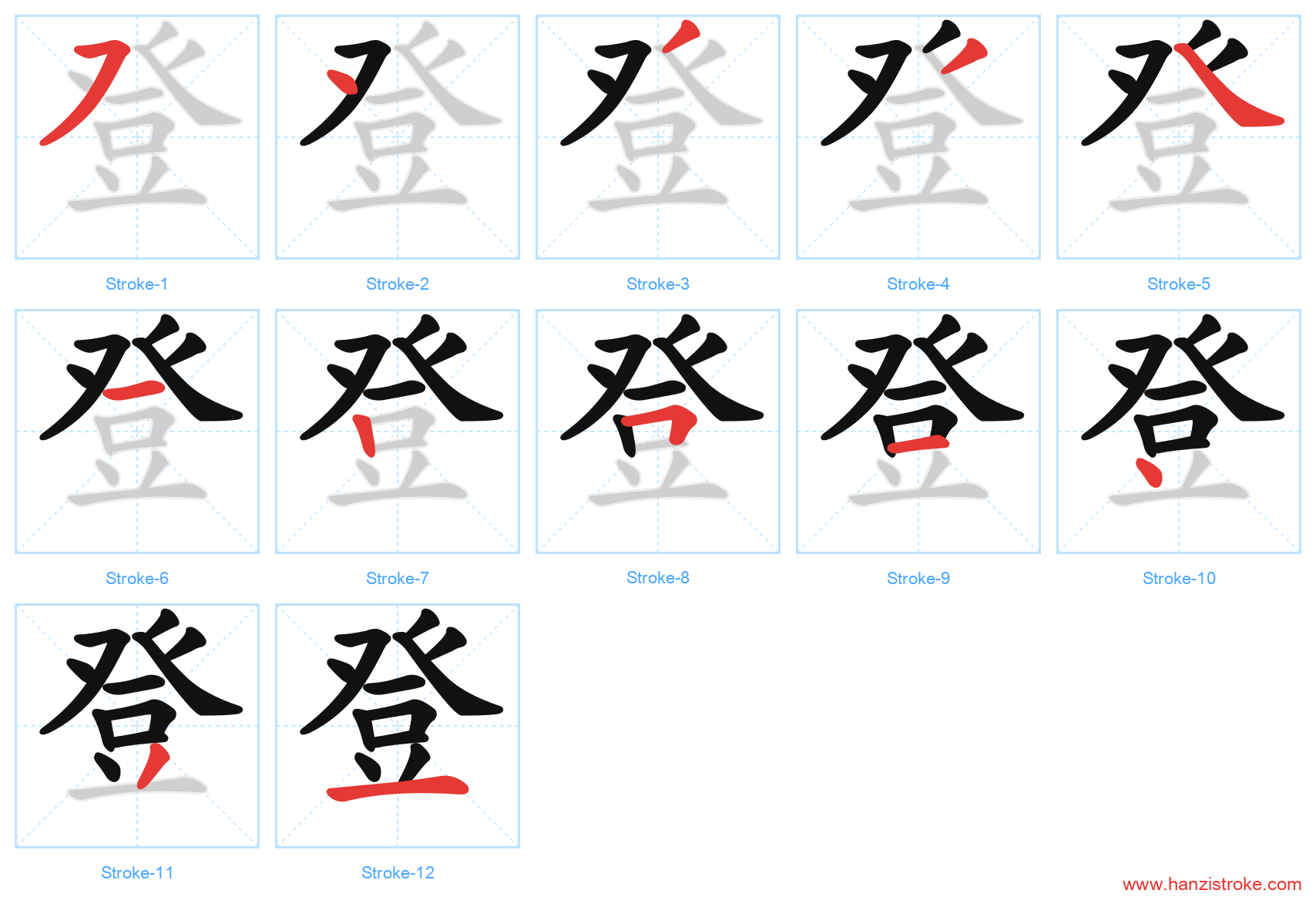 登 stroke order diagram