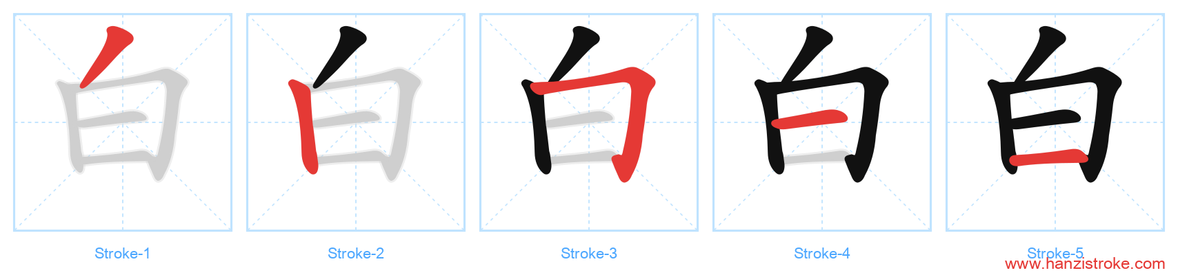 白 stroke order diagram