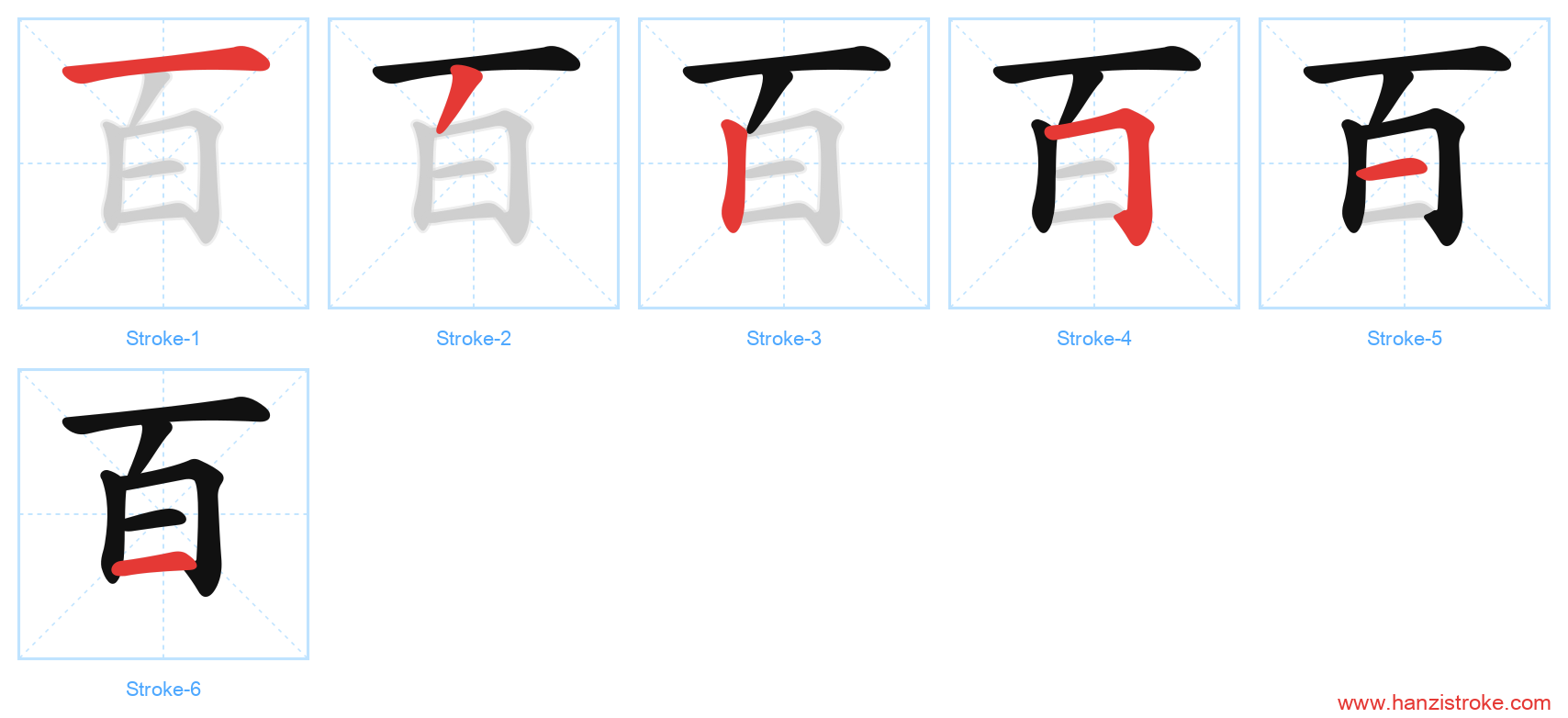 百 stroke order diagram