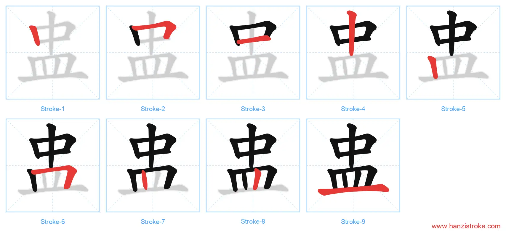 盅 stroke order diagram