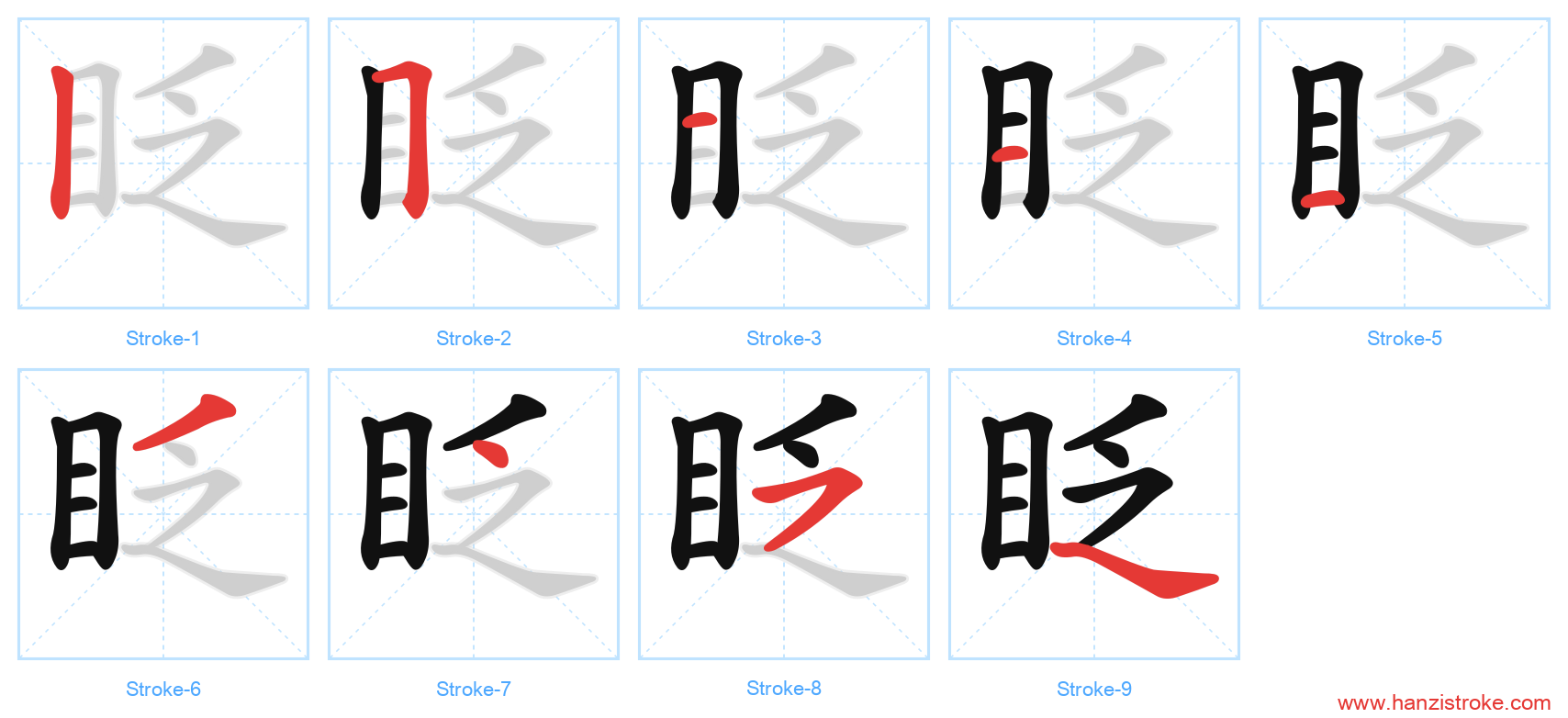 眨 stroke order diagram