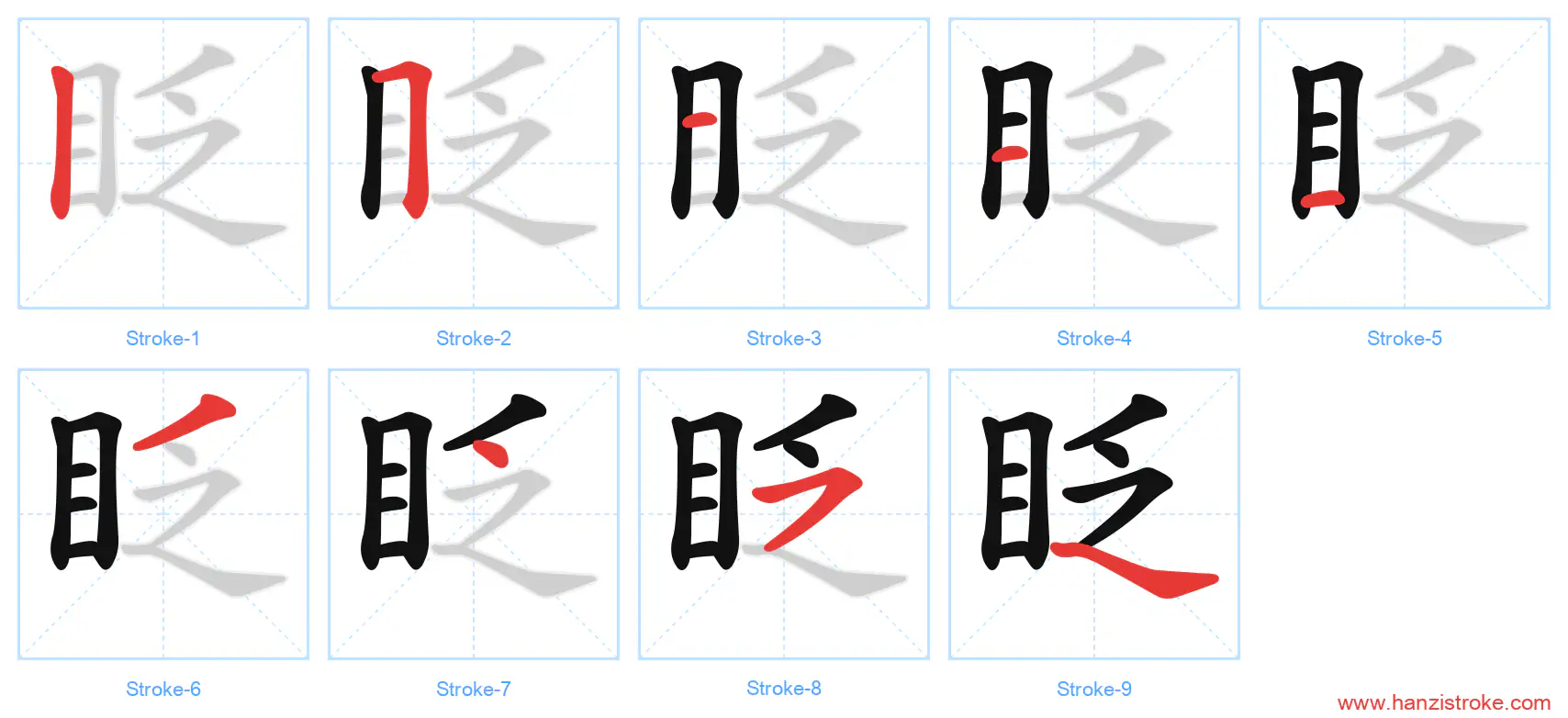 眨 stroke order diagram