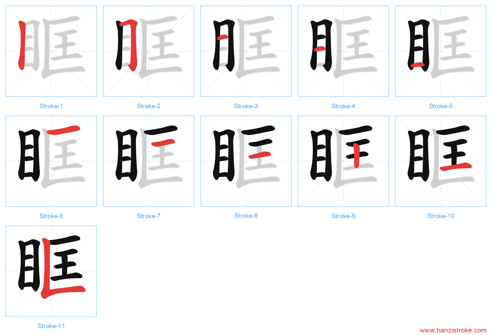 眶 stroke order diagram