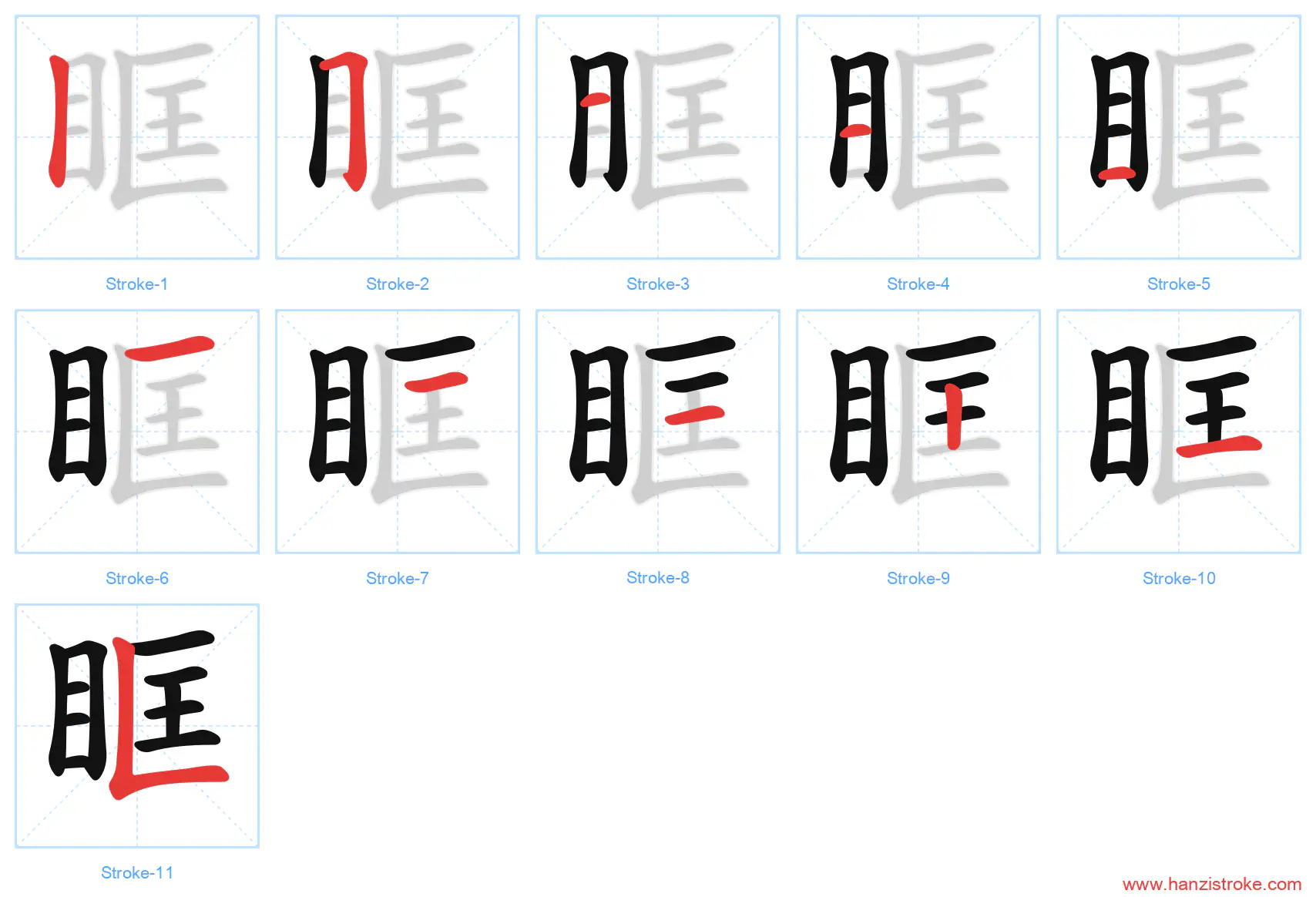 眶 stroke order diagram