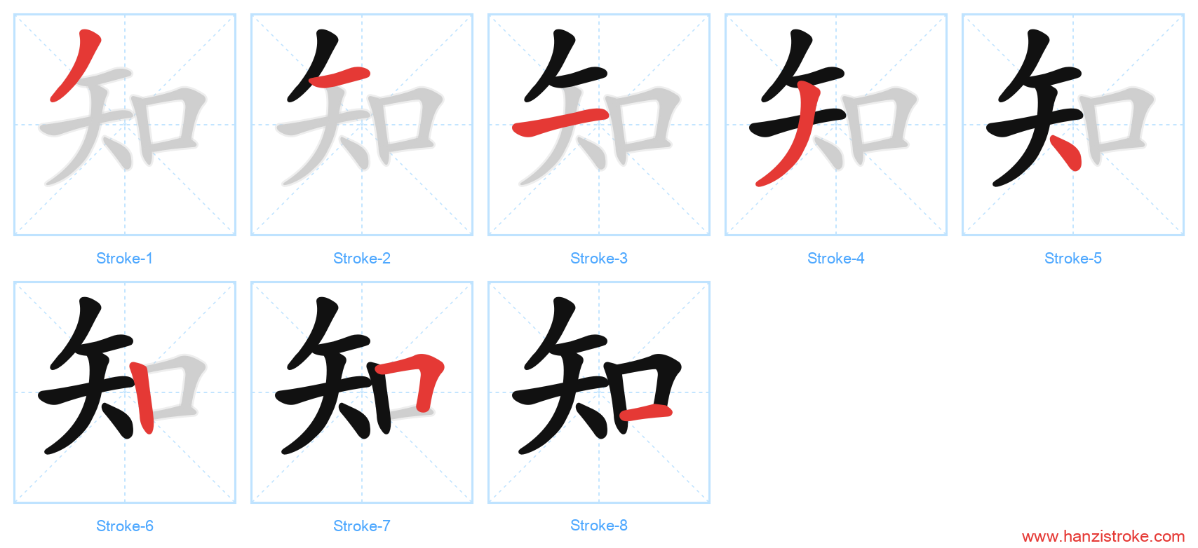 知 stroke order diagram