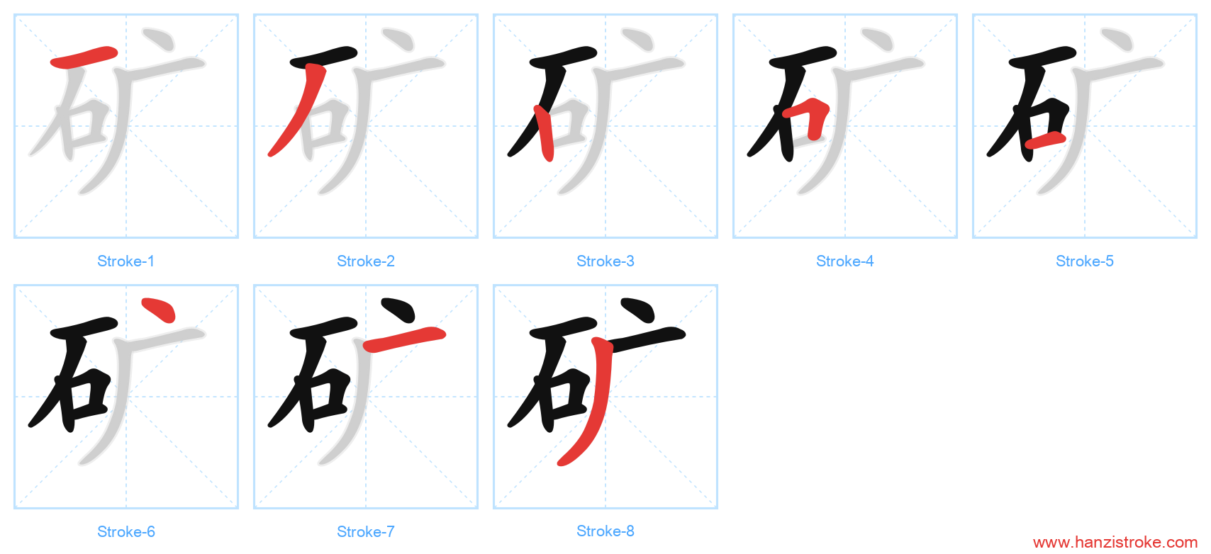 矿 stroke order diagram