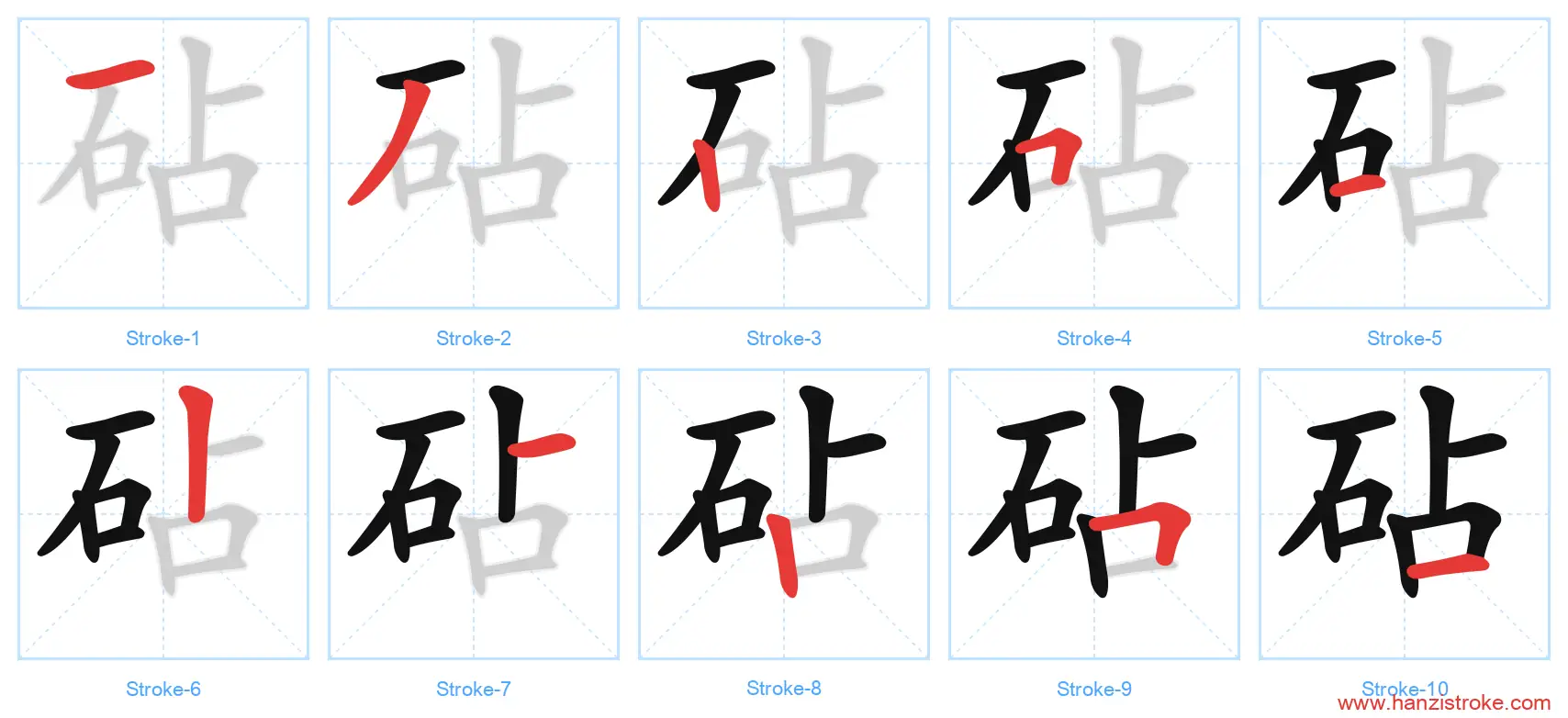 砧 stroke order diagram