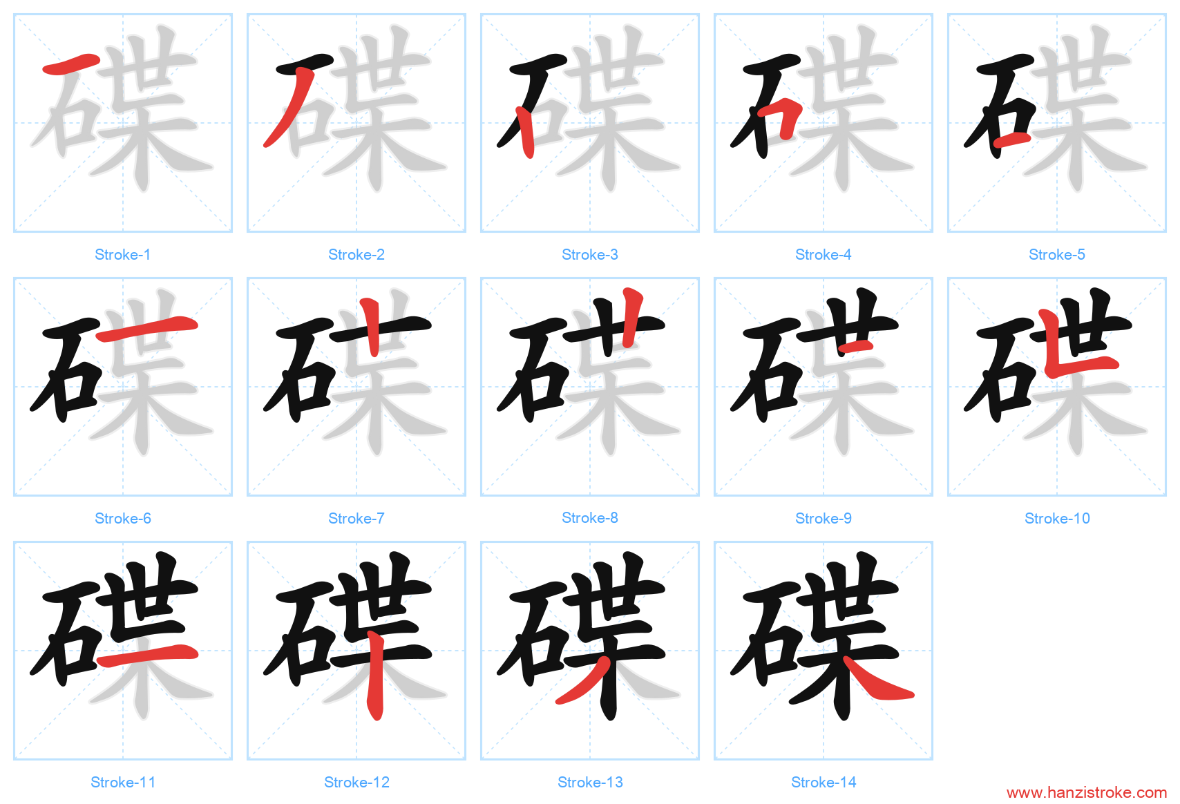 碟 stroke order diagram