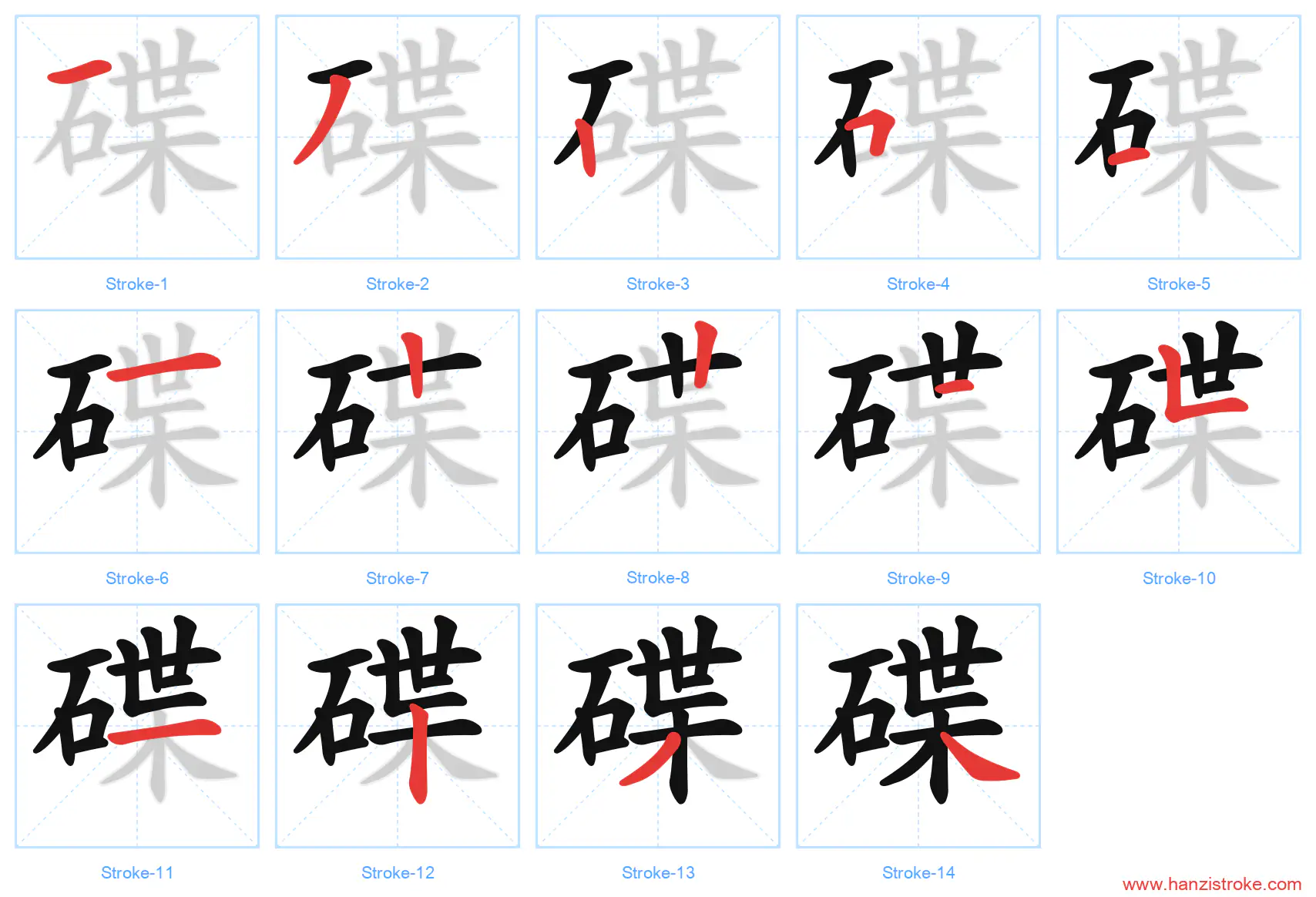 碟 stroke order diagram