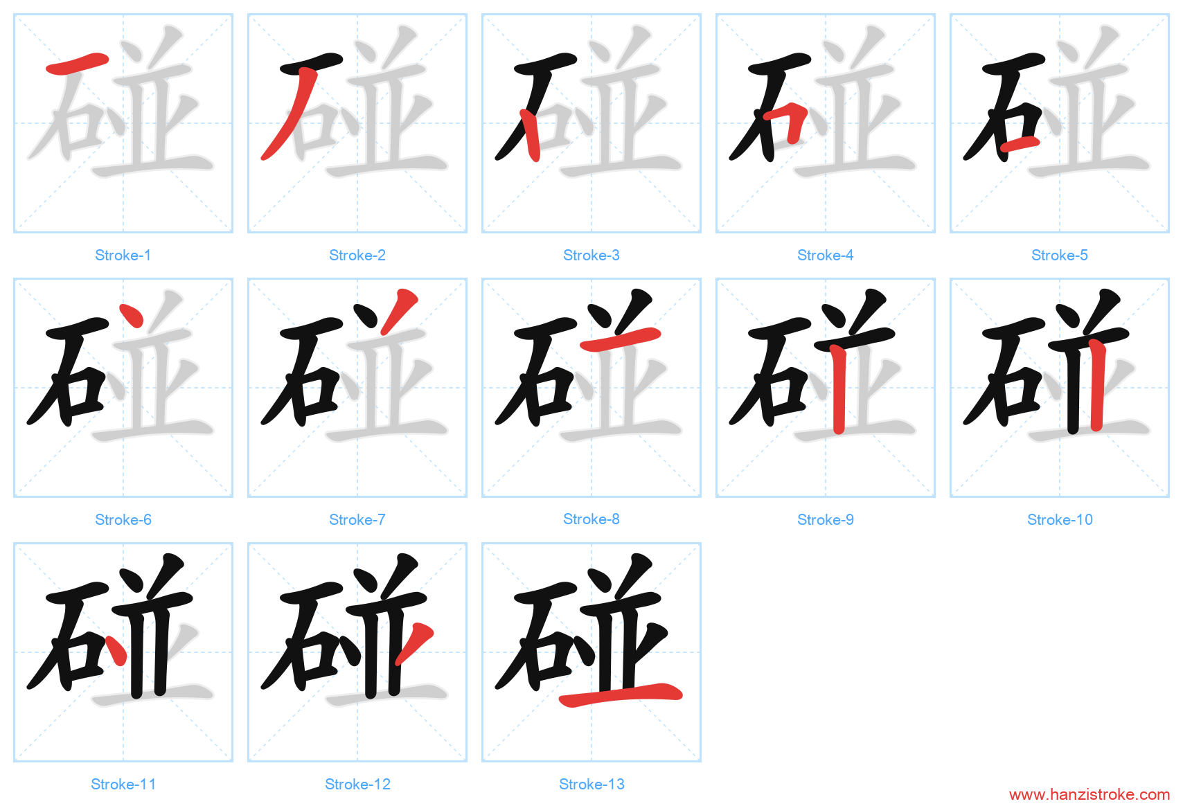 碰 stroke order diagram