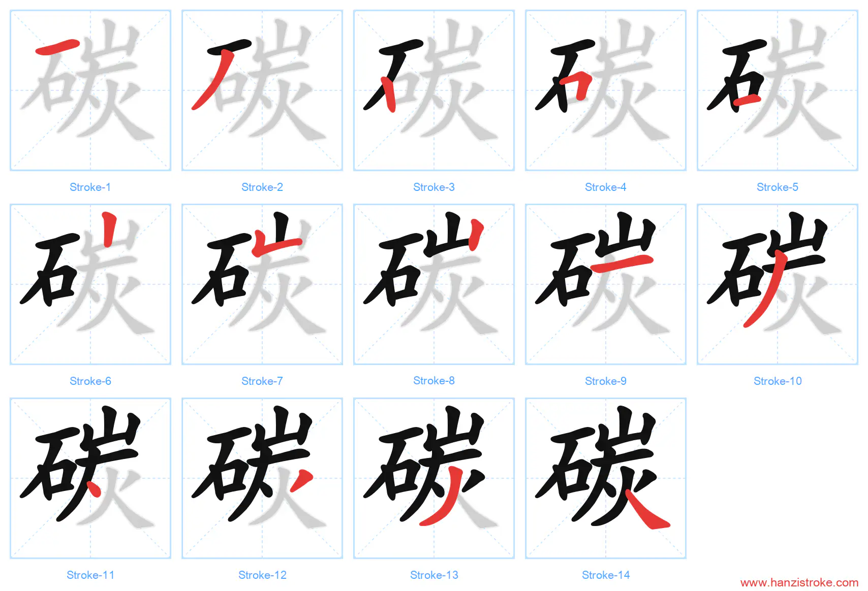 碳 stroke order diagram