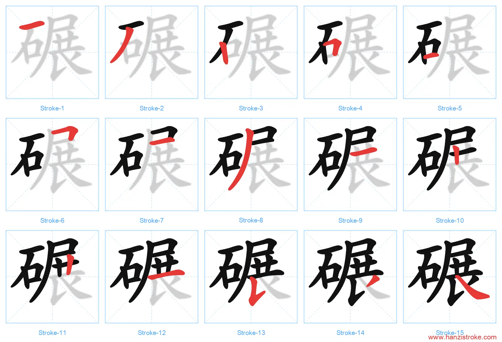 碾 stroke order diagram