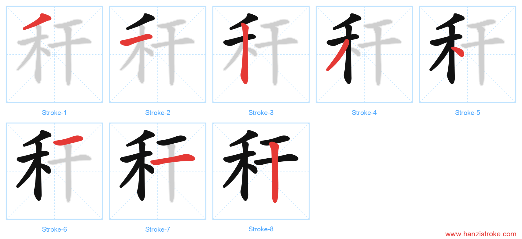 秆 stroke order diagram