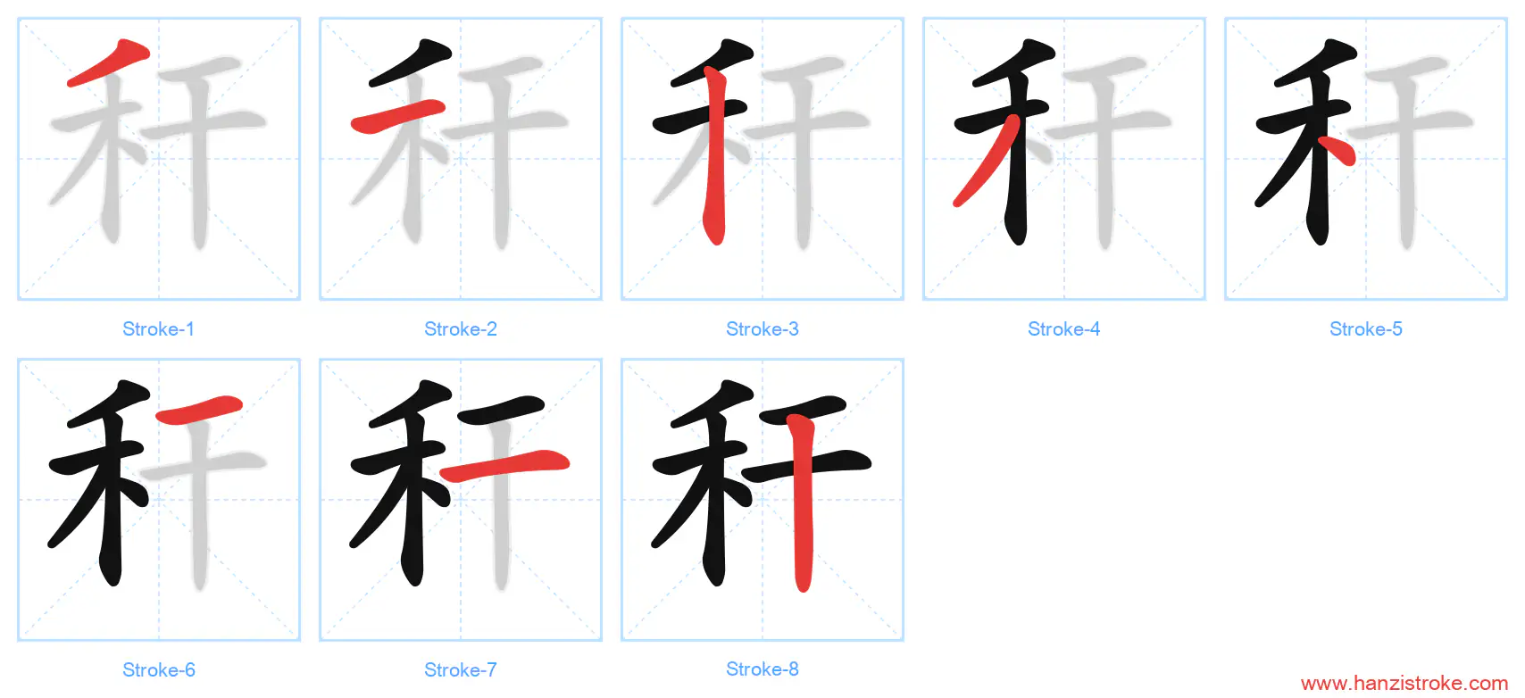 秆 stroke order diagram
