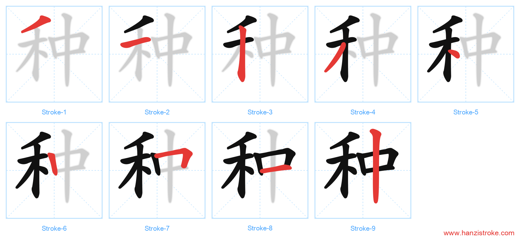 种 stroke order diagram
