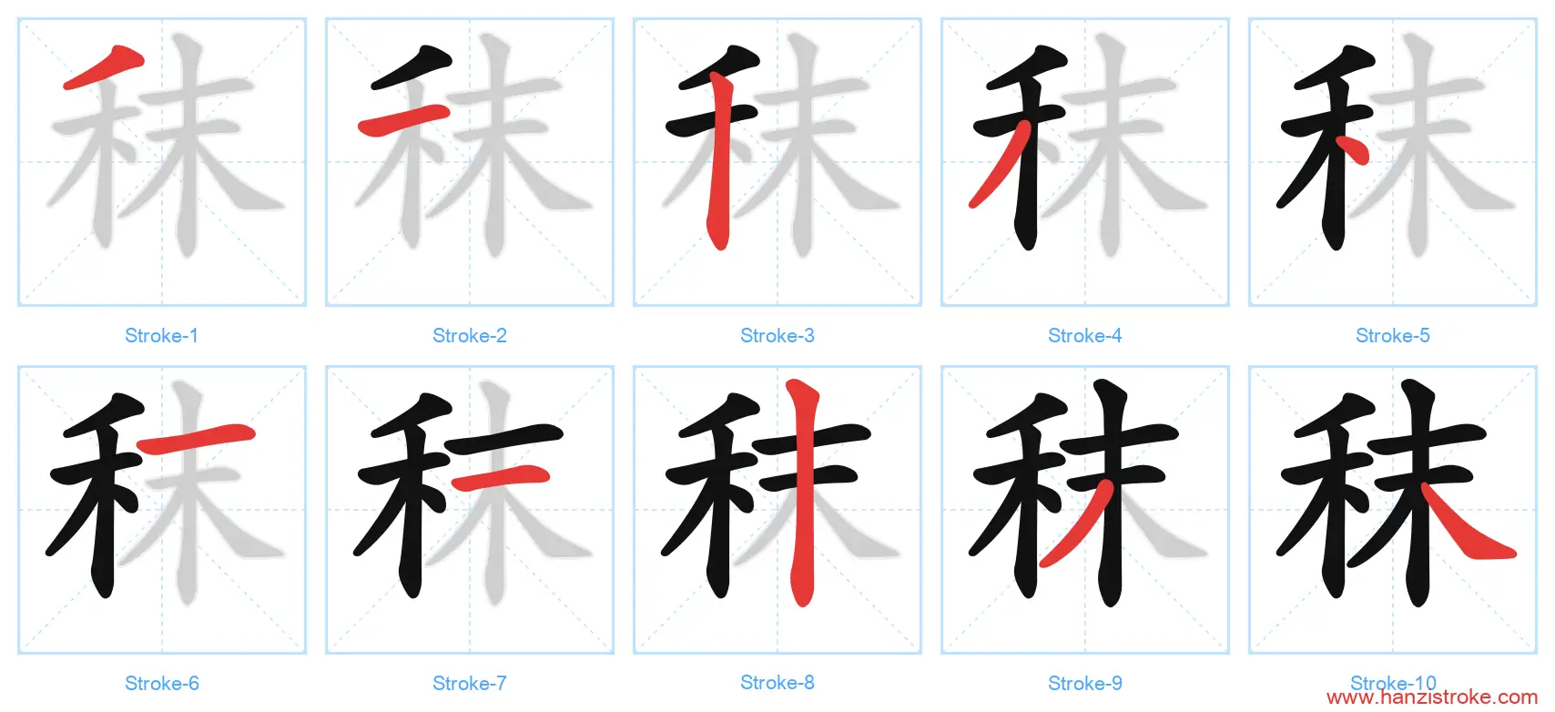 秣 stroke order diagram