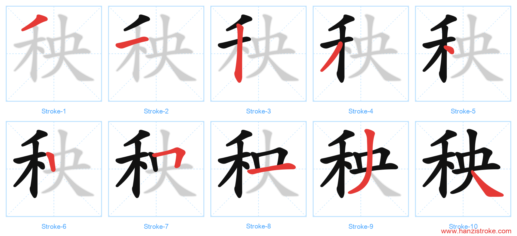 秧 stroke order diagram