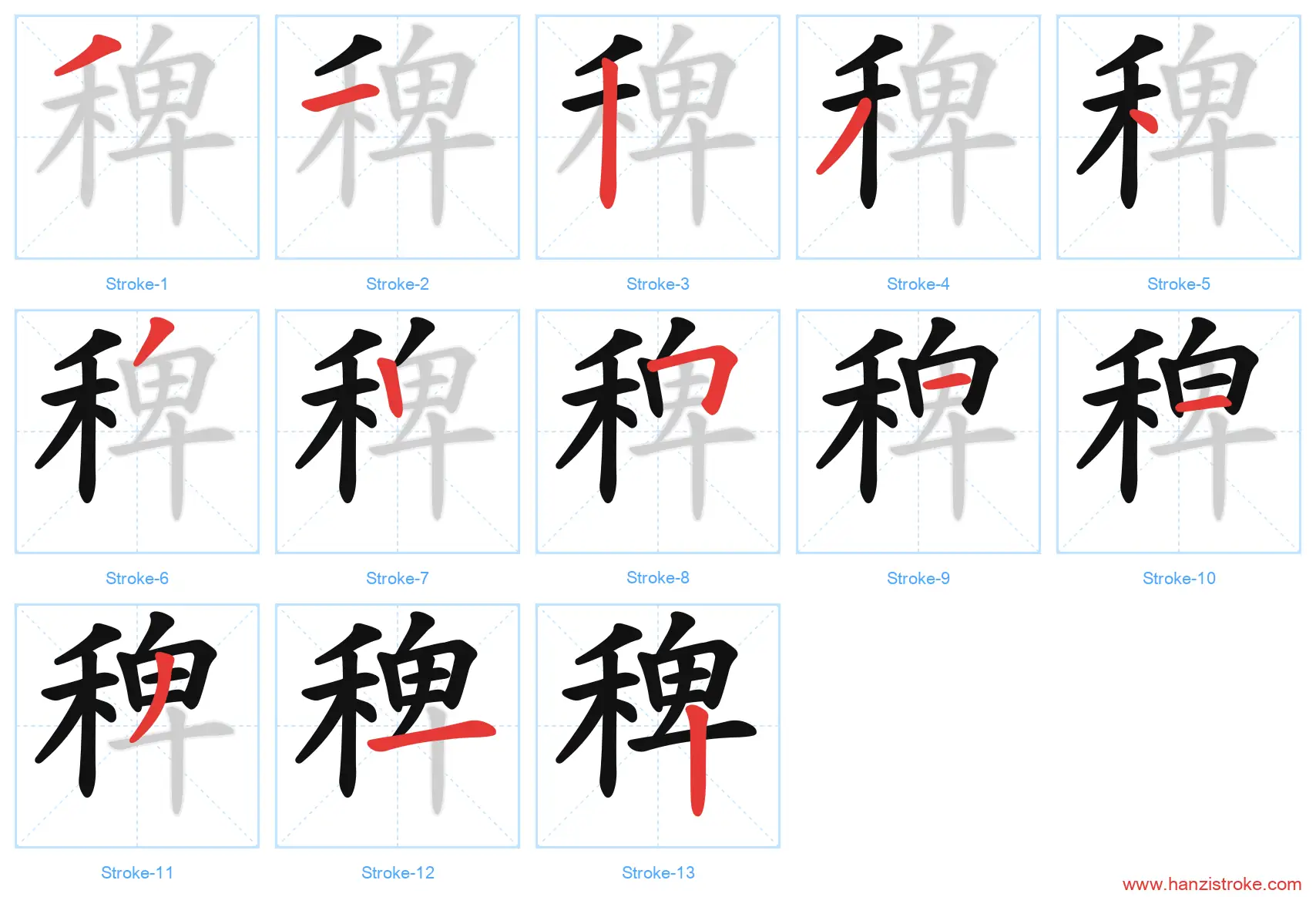 稗 stroke order diagram