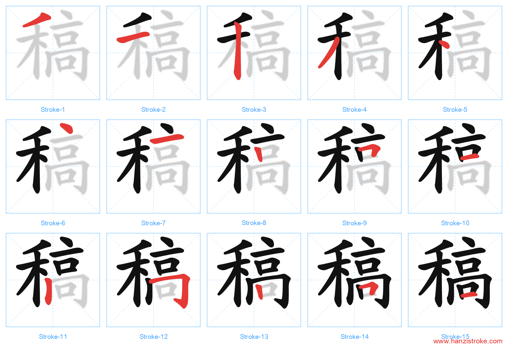 稿 stroke order diagram