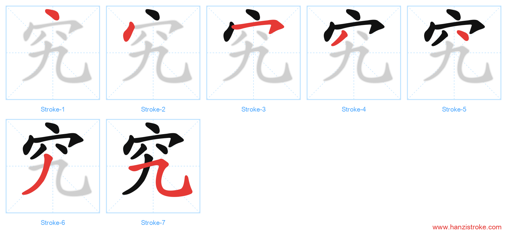 究 stroke order diagram