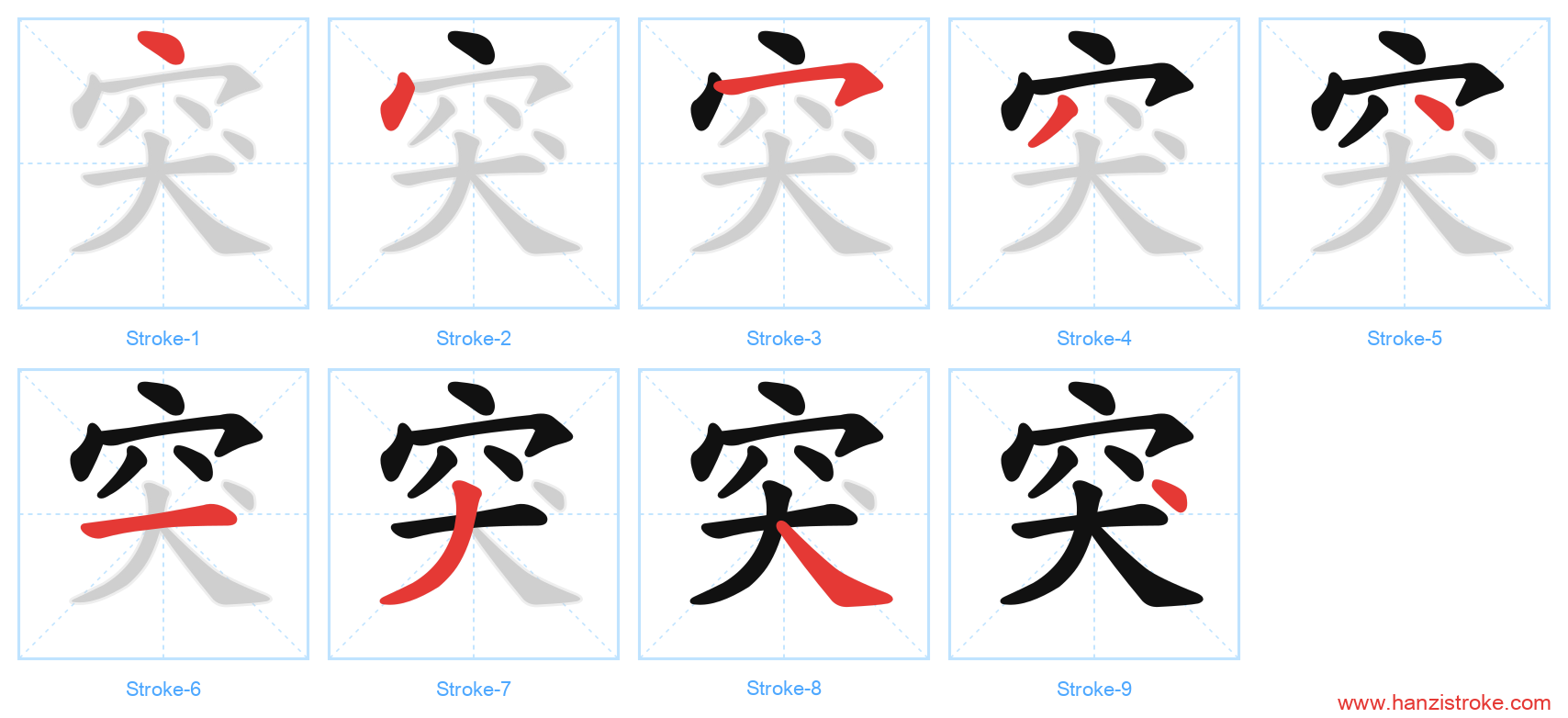 突 stroke order diagram