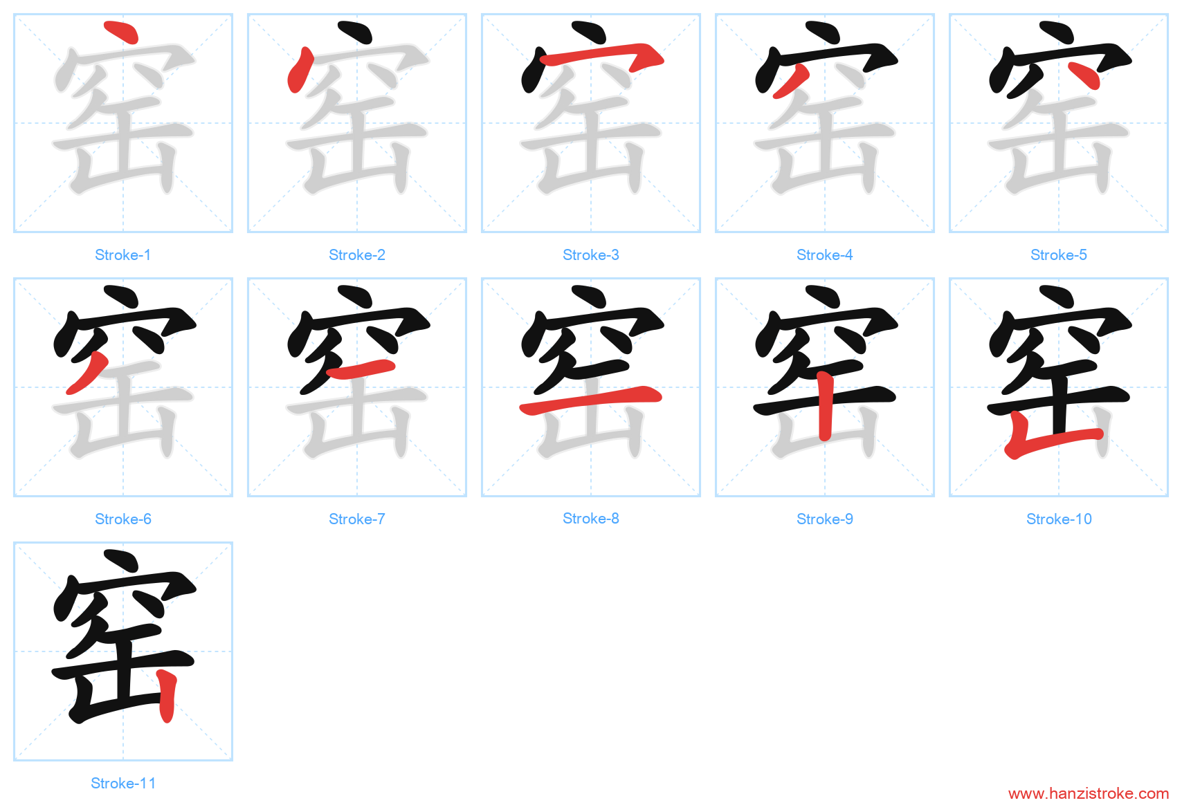 窑 stroke order diagram