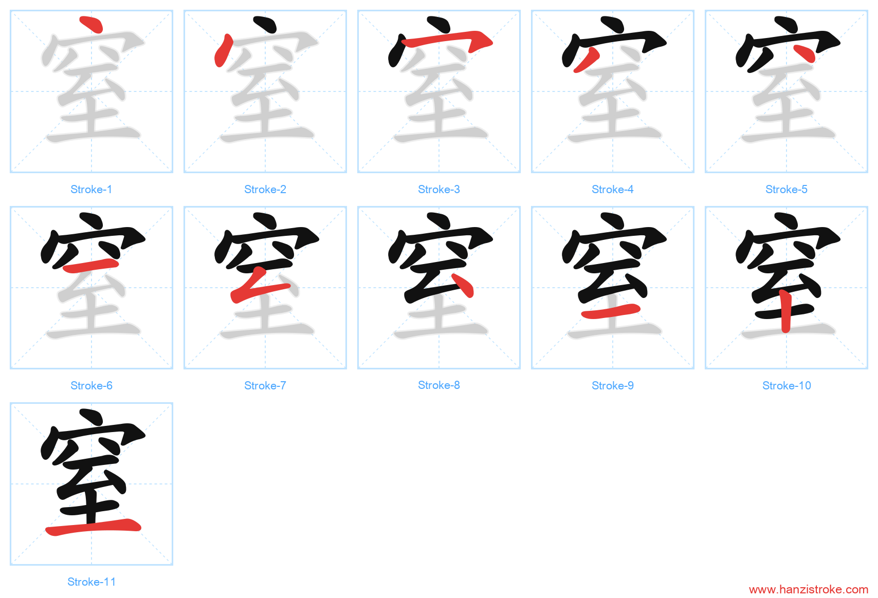 窒 stroke order diagram