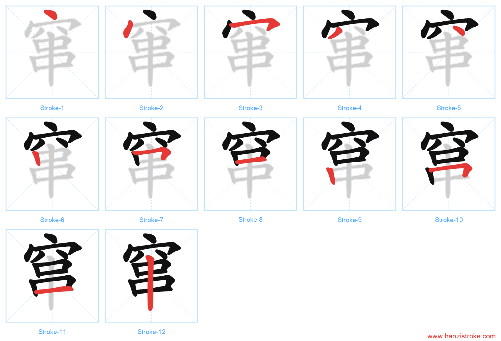 窜 stroke order diagram