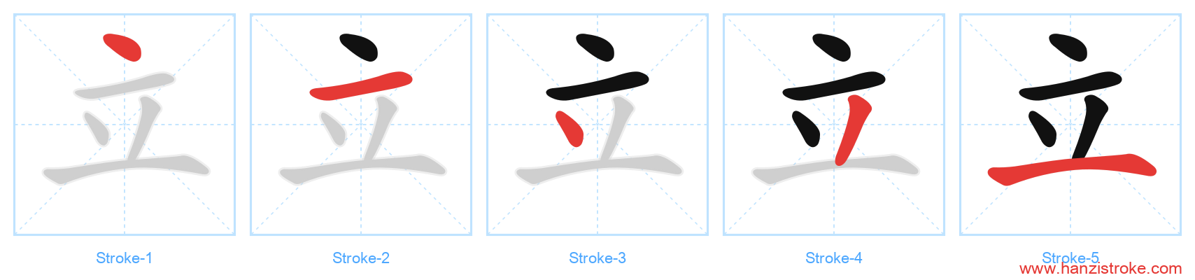 立 stroke order diagram