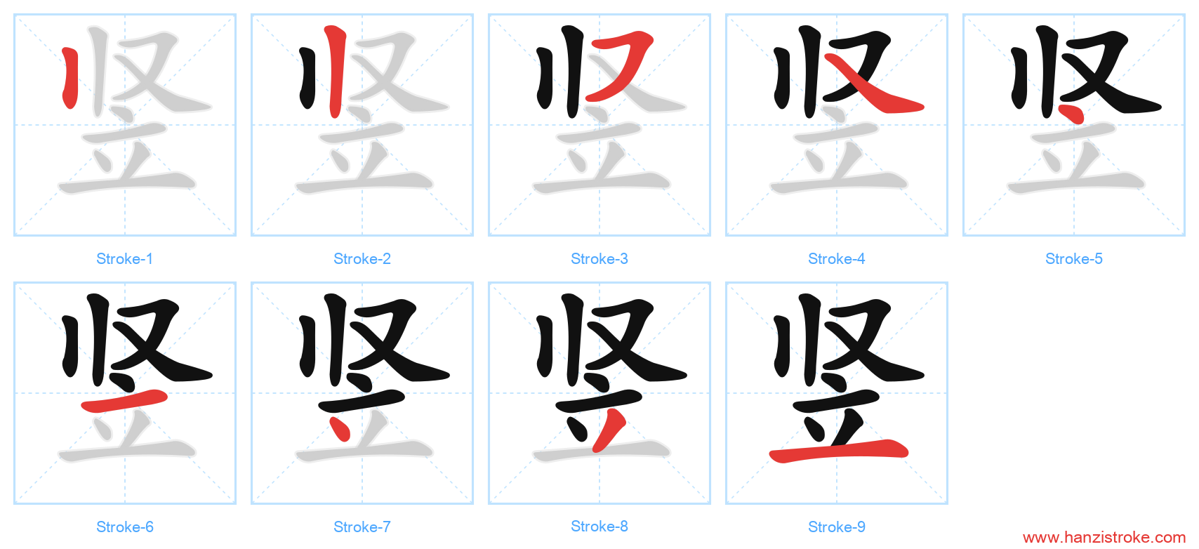 竖 stroke order diagram