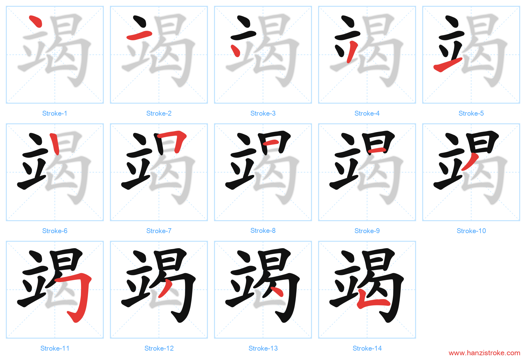 竭 stroke order diagram