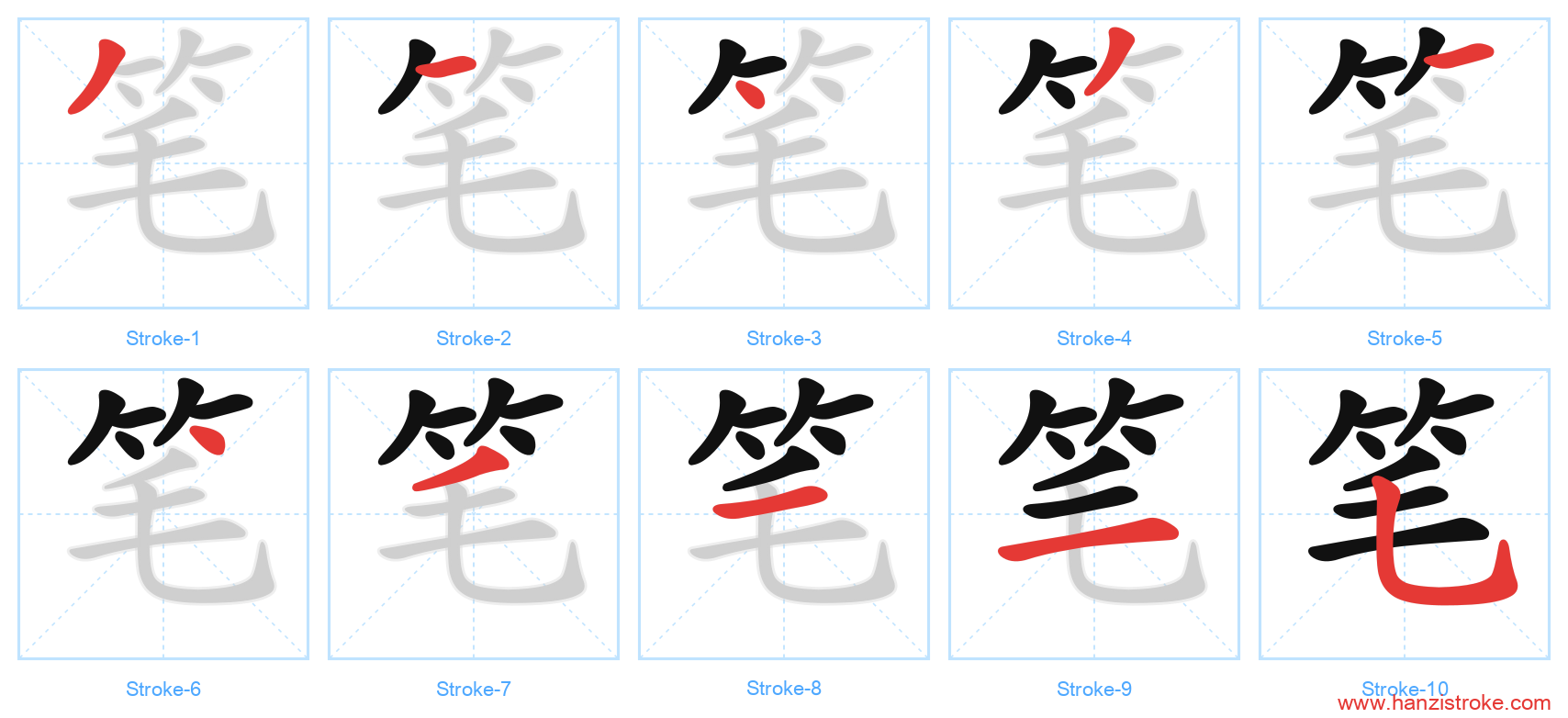 笔 stroke order diagram