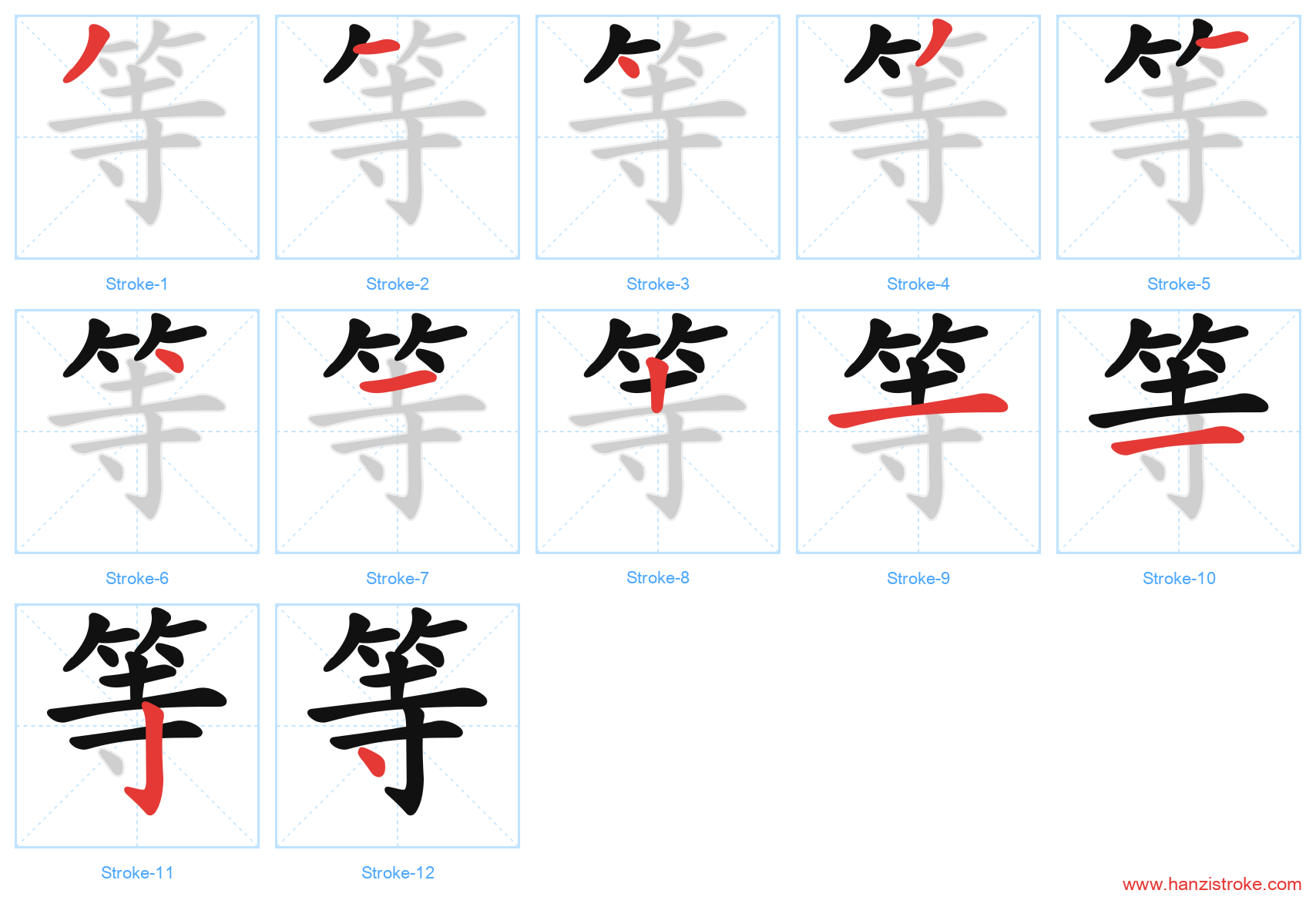 等 stroke order diagram