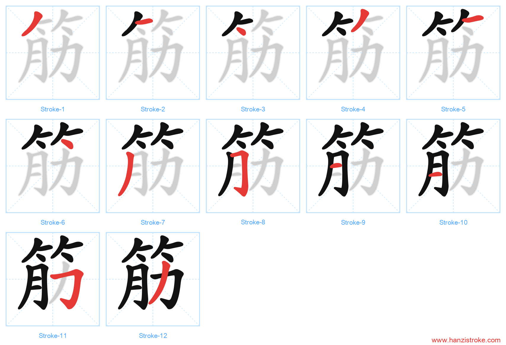 筋 stroke order diagram