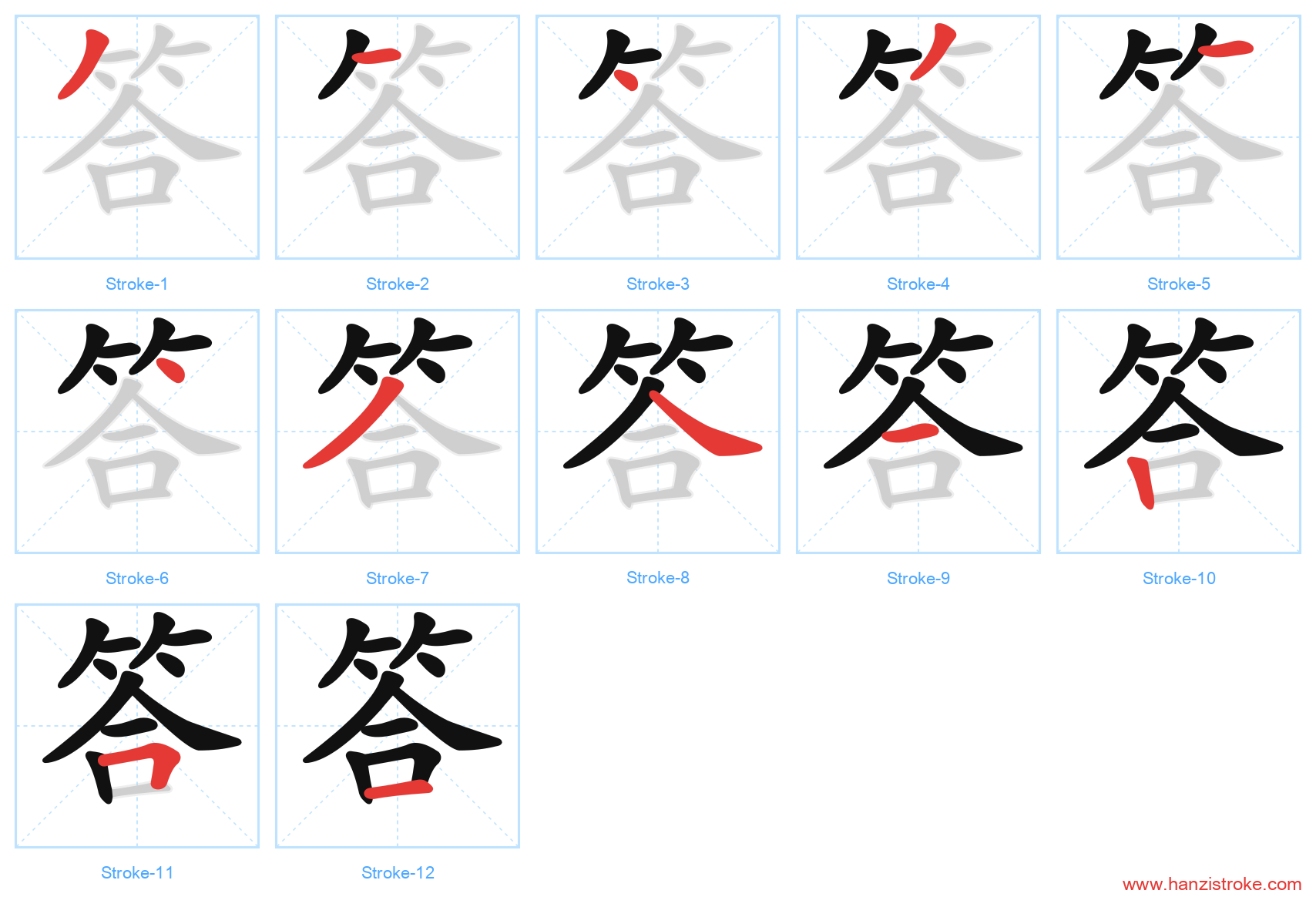 答 stroke order diagram