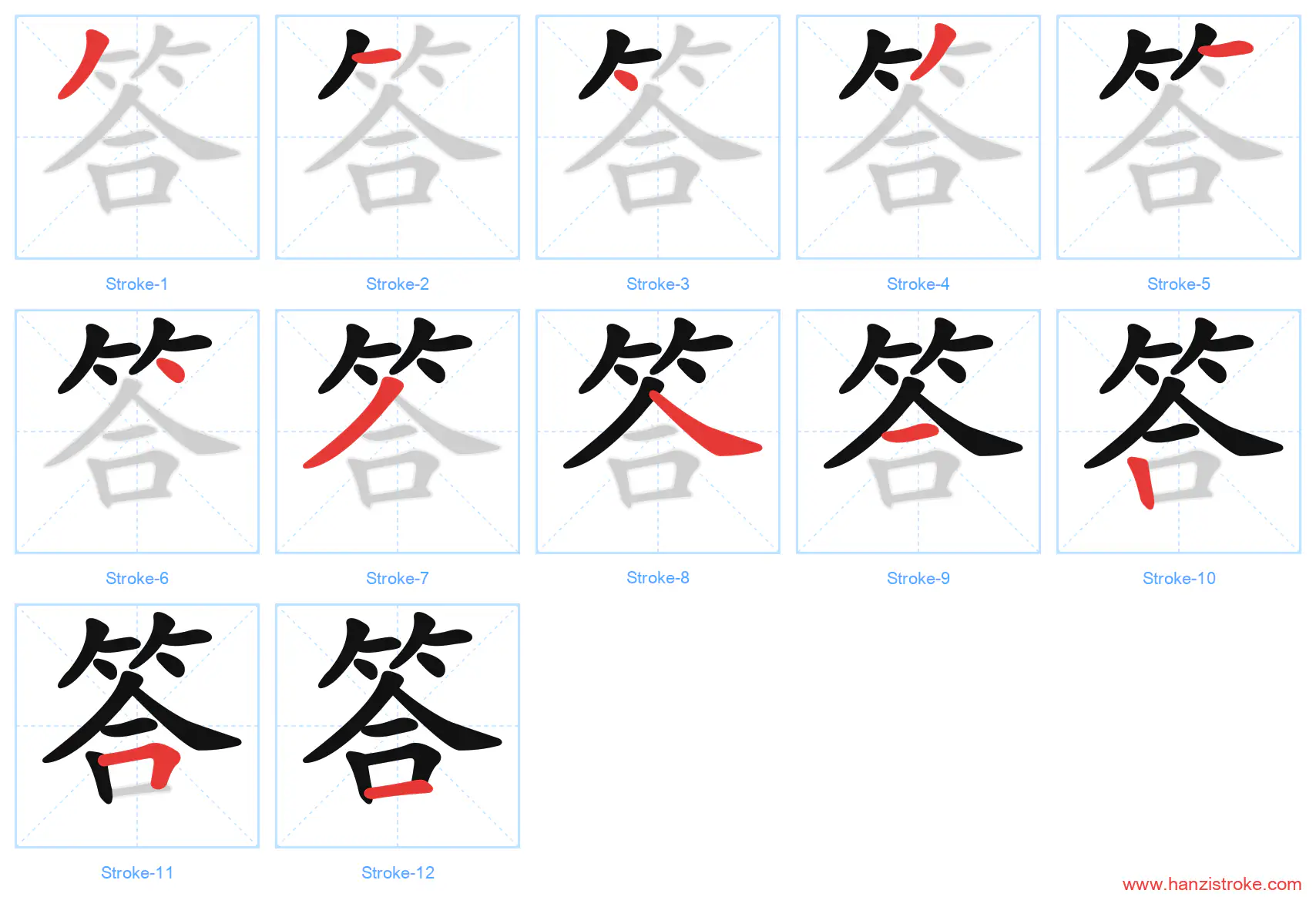 答 stroke order diagram