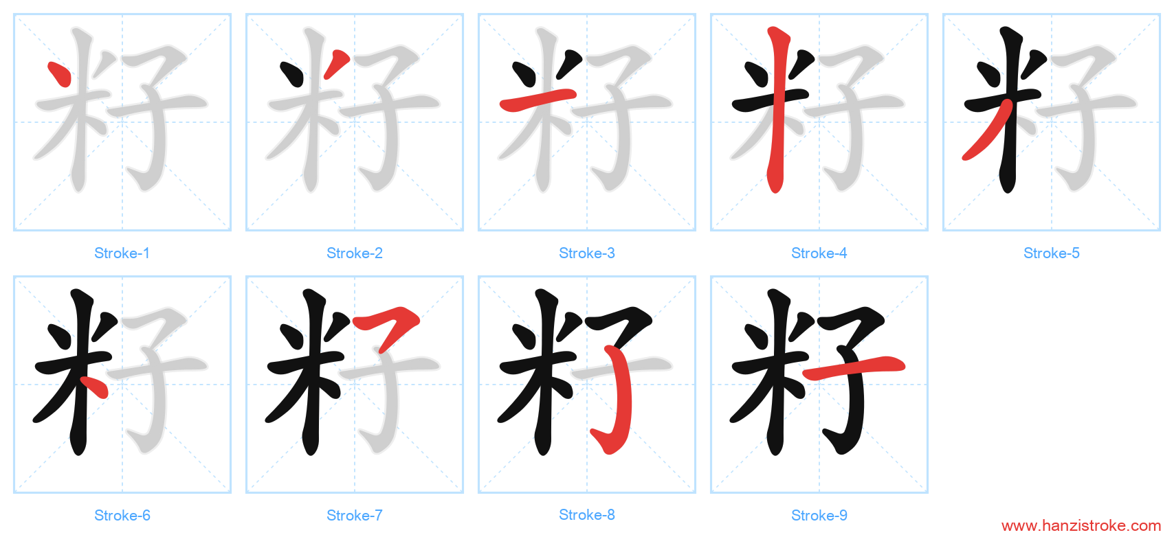 籽 stroke order diagram