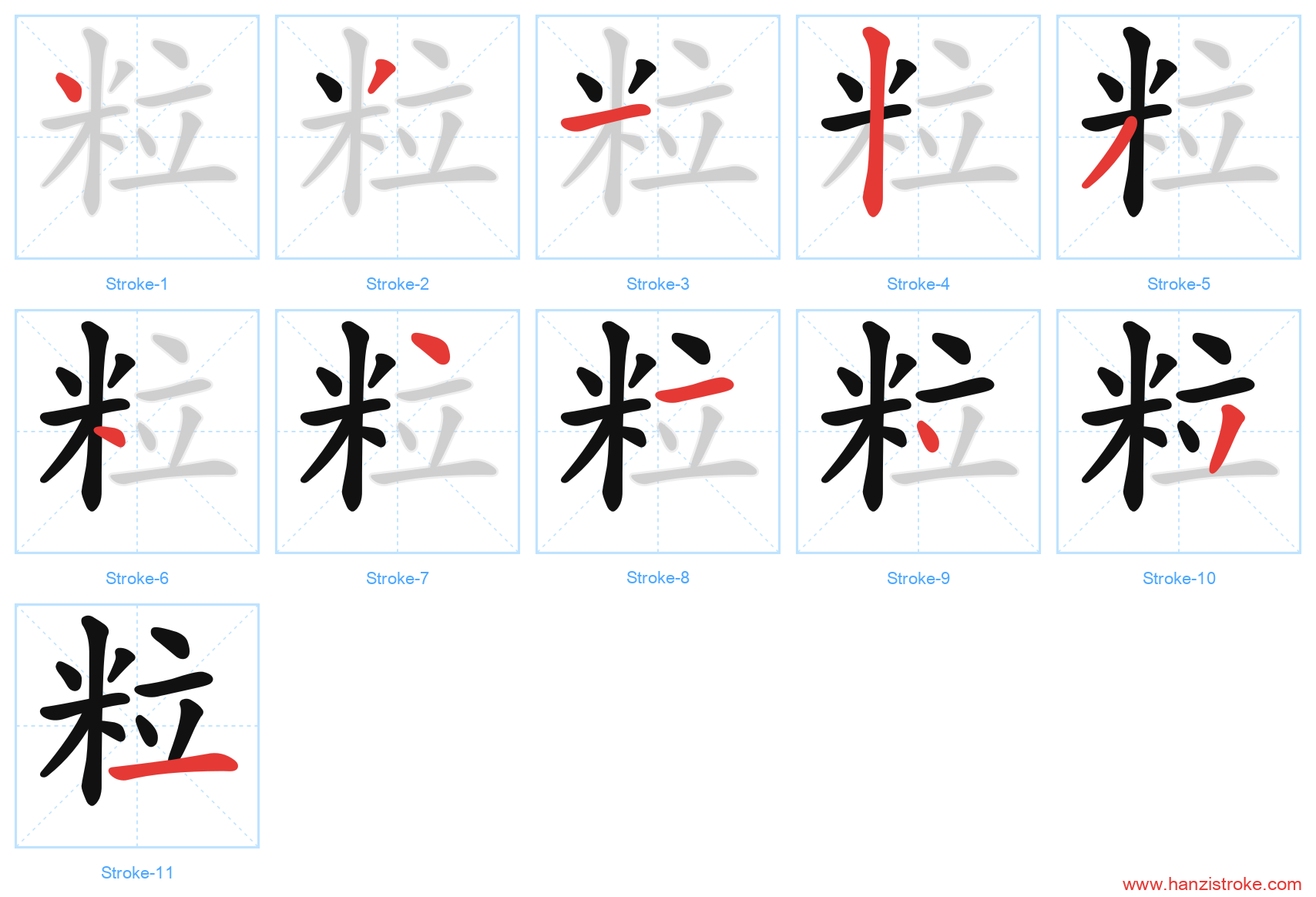 粒 stroke order diagram
