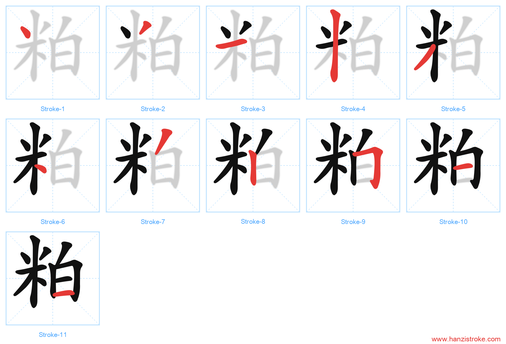 粕 stroke order diagram